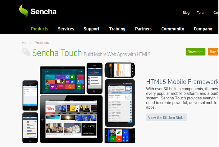 Sencha Touch is a popular HTML 5 app development farmwork